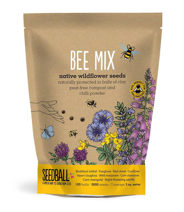 Seedball Wildflower Grab Bags - Bee Mix - The Noble Badger - Seed Bomb - Garden