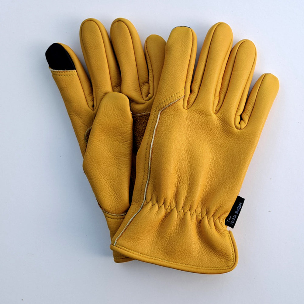 Highcliffe Gardening Gloves - The Noble Badger - Premium Leather - Affordable - Comfort Cut - Gardening Gloves - Leather Gloves - Touch Sensor - Fleece Lined