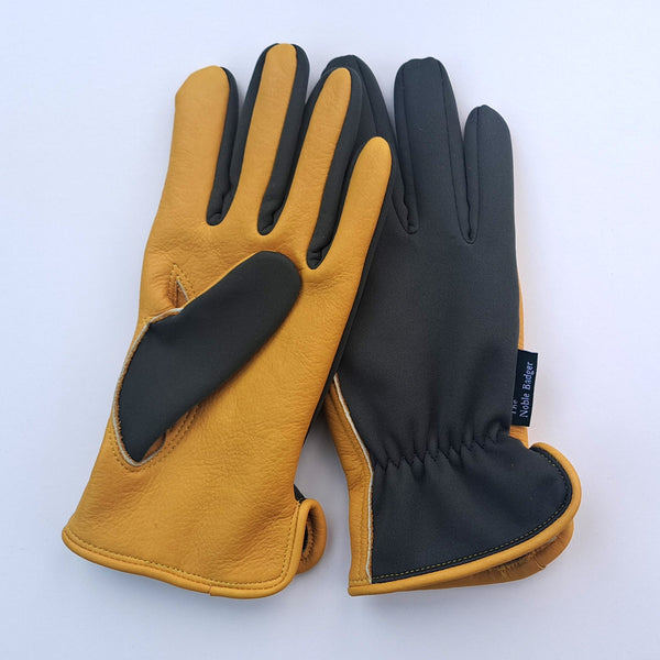 The Tuckton - The Noble Badger - Gardening Gloves - Premium Leather - Power Stretch - Leather and Canvas - Comfort - Rugged Leather - Affordable