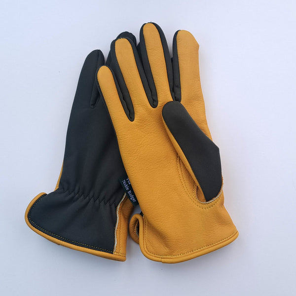 The Tuckton - The Noble Badger - Gardening Gloves - Premium Leather - Power Stretch - Leather and Canvas - Comfort - Rugged Leather - Affordable