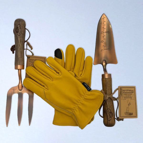 Highcliffe Fork & Trowel Set - The Noble Badger - Gift Set - Highcliffe - Gardening Gloves - Premium Leather - Hand Tools - 