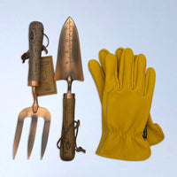 Sherborne Fork & Trowel Set - The Noble Badger - Gift Set - Premium Leather- Gardening Glove - Hand Tools - Trowel - Fork