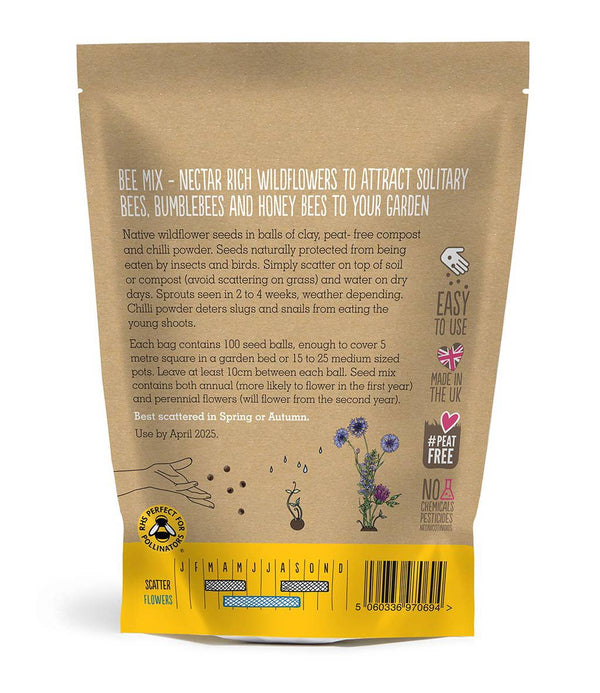 Seedball Wildflower Grab Bags - Bee Mix - The Noble Badger - Garden - Gift - Seed Bomb - Wildflowers 