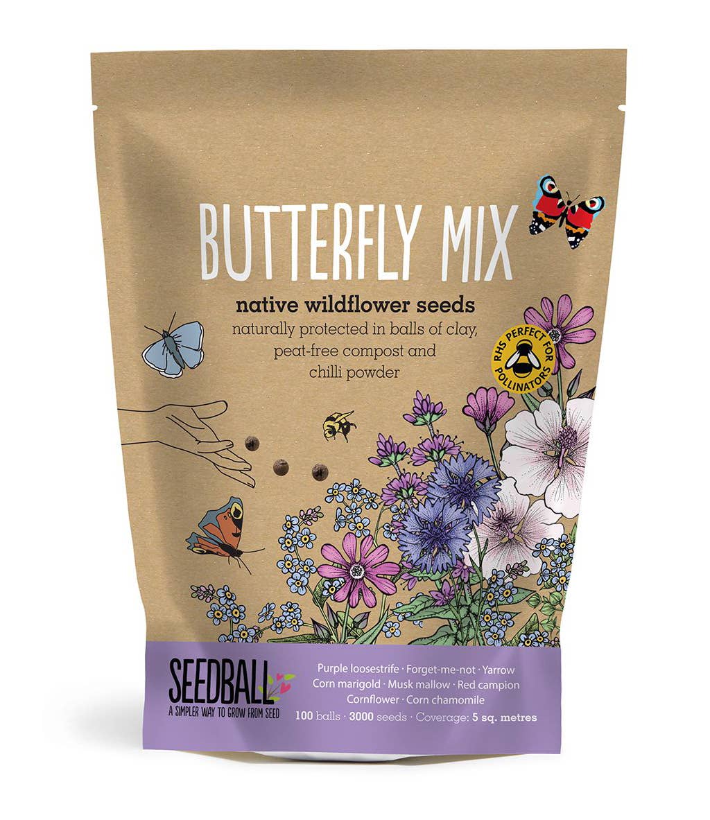 Seedball Wildflower Grab Bags - Butterfly Mix - The Noble Badger - Seed Bomb - Gift - Garden 