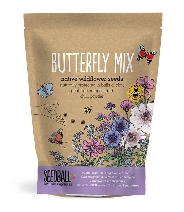 Seedball Wildflower Grab Bags - Butterfly Mix - The Noble Badger - Seed Bomb - Gift - Garden 